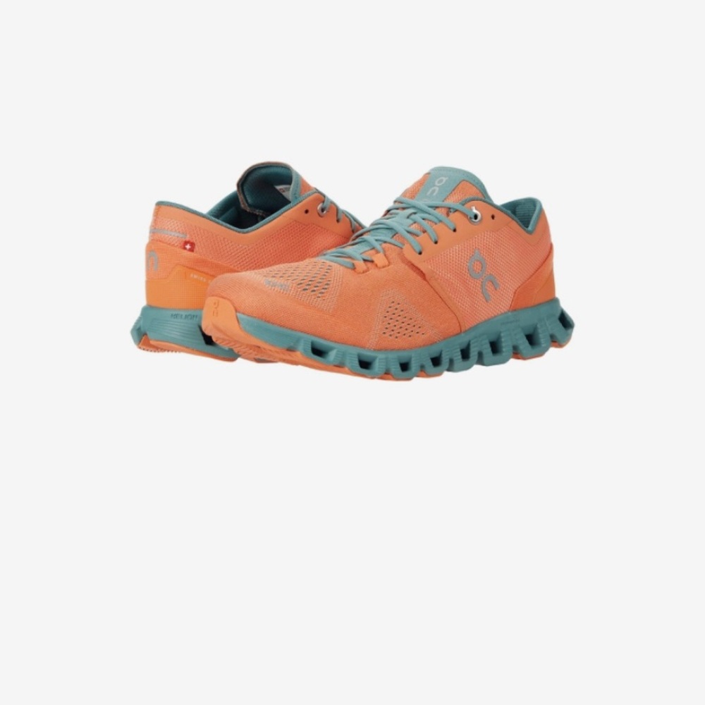ON couldX running shoes, orange x green size us 8.5